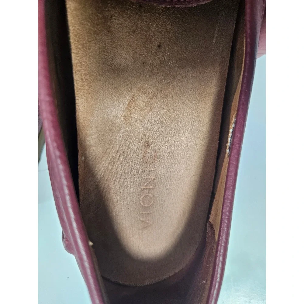 Vionic Marcy Womesn‎ 9 Merlot Mauve Pebbled Leather Penny Loafer Driver Shoes